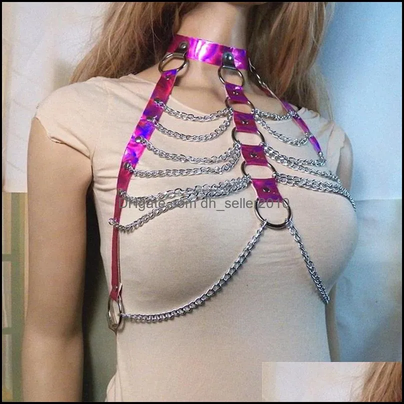 punk laser sexy belly chains shackles versatile waist chain leather metal original women body jewelry 17 8sl q2