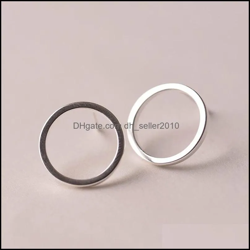 new 925 sterling silver earrings simple circles stud earring for women silver jewelry pendientes mujer brincos 426 b3