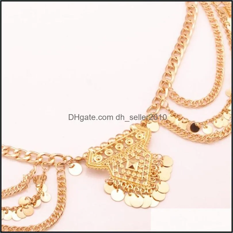 body chain jewelry fashion women vintage summer gold/silver plated sequins tassel multilayer chains belly chain wholesale 1025 q2