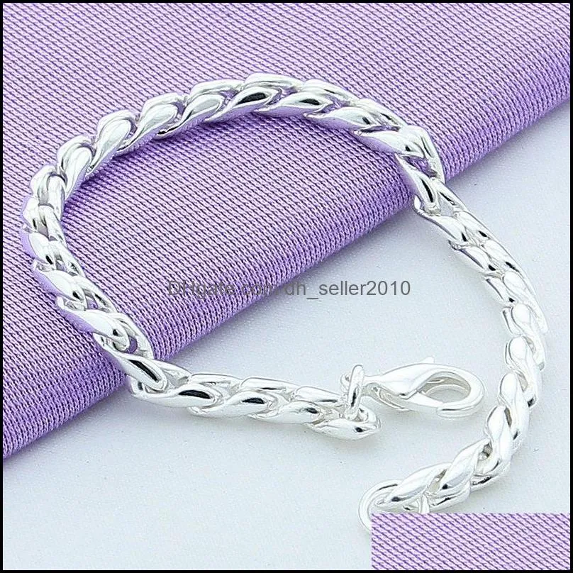 925 sterling silver bracelets snake chain screw fits european silver charms 20cm diy fashion jewelry women gift 1252 t2