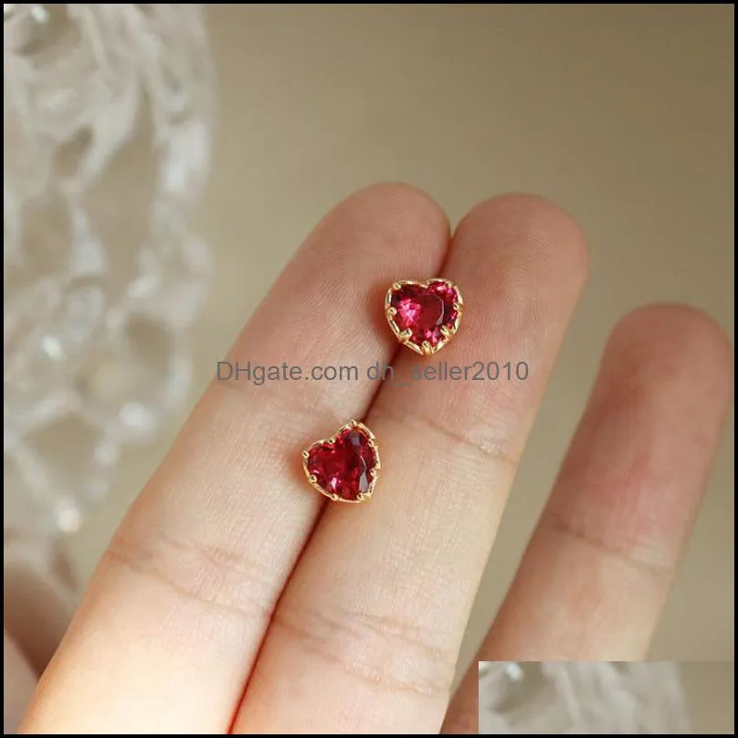 925 sterling silver red heart stud earrings for women luxury temperament wedding party jewelry accessories girlfriend gift 1303 t2