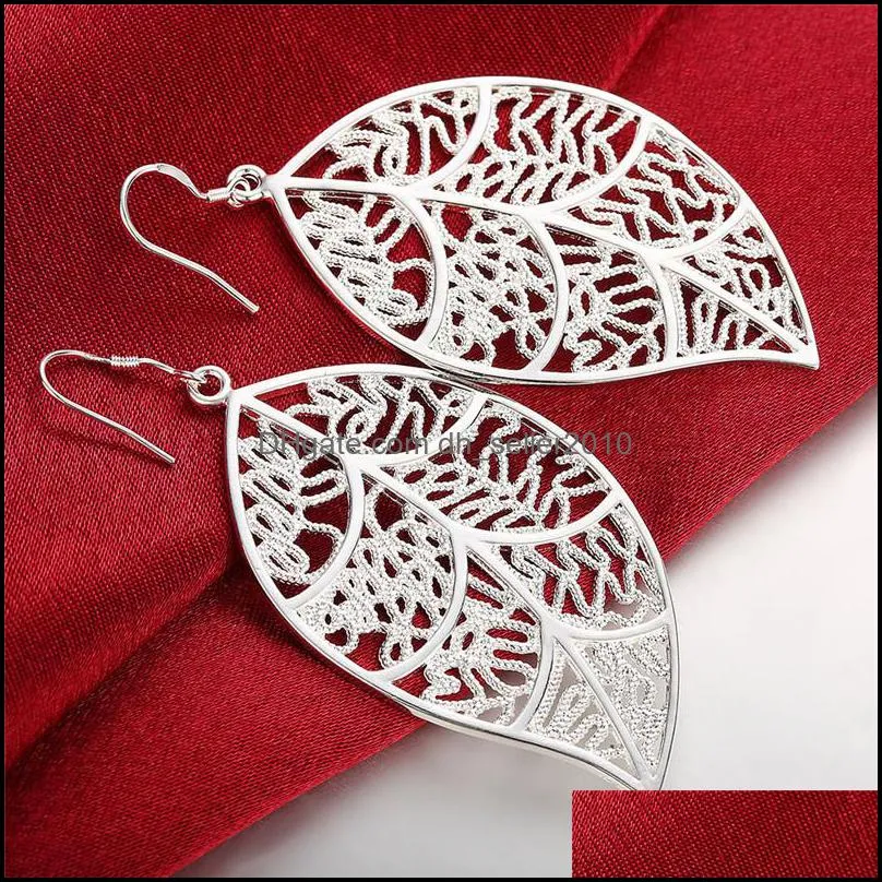 925 sterling silver fashion leaf earrings for women wedding engagement jewelry best gift christmas gift