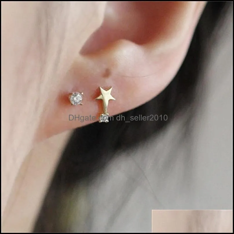925 sterling silver creative design star crystal stud earrings women simple cute student girlfriends jewelry accessories 2793 q2