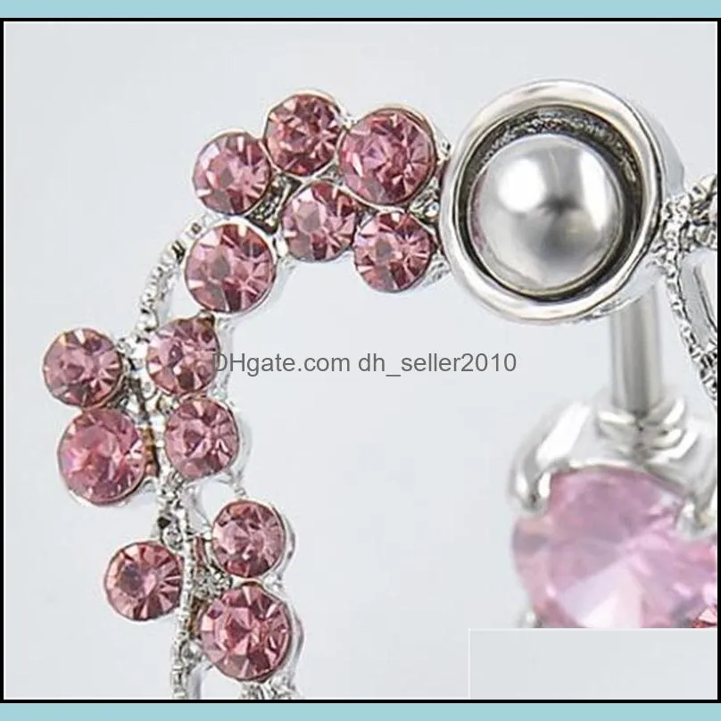 stainless steel fashion leak empty butterfly navel & bell button rings zircon puncture women body jewelry 2 5mz t2