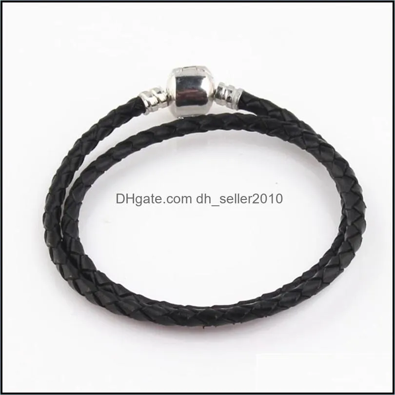 leather jewelry bracelet multi colour two ring women bracelets alloy clasp rope chain