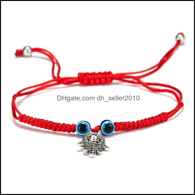 blue evil eye chain women men braided red rope charm bracelet double beads jewelry bracelets adjustable 1 55yh g2b