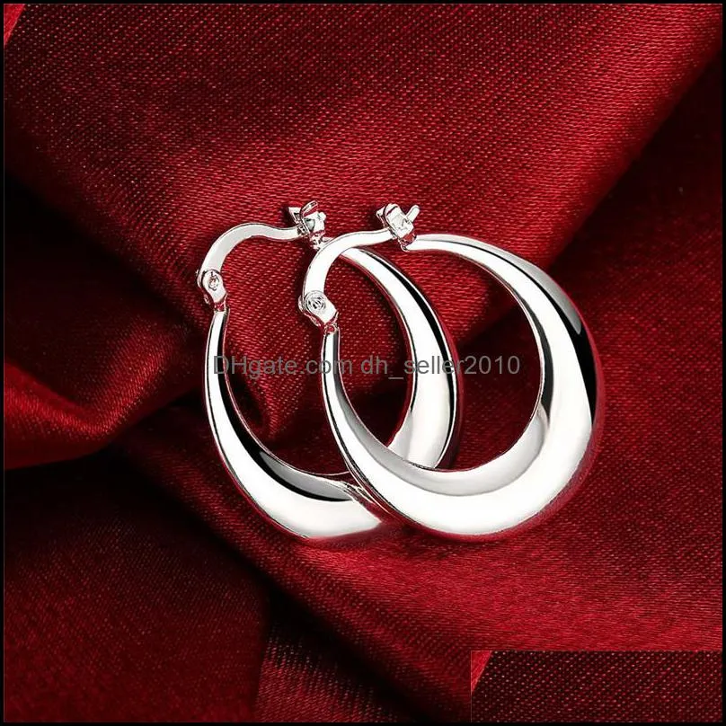 925 sterling silver circle smooth big hoop earrings for women wedding engagement jewelry 1242 t2