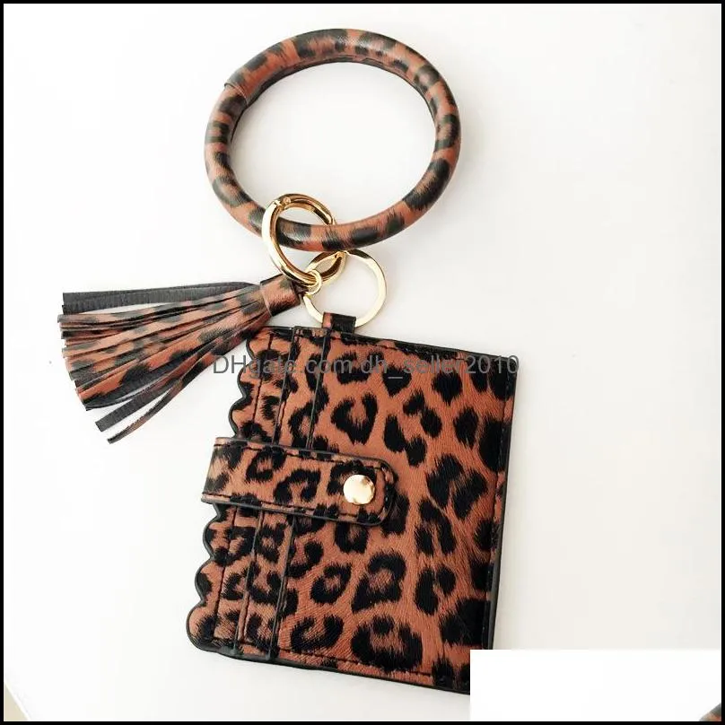 leather wristlet bracelet card wallet key chain leopard snakeskin bag tassel jewelry bracelets in stock 14 9nk g2b