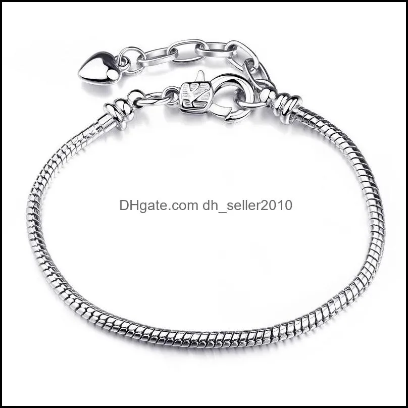 plated silver chains bangle bracelet european beads charm bracelet for women mens fashion diy jewelry gift 82 t2