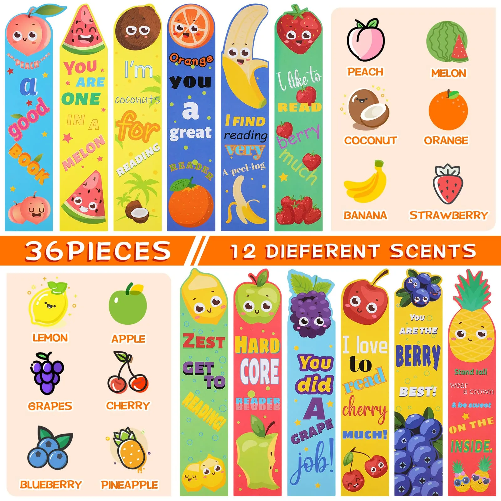3ml scratch and sniff fruit scented bookmarks classroom bookmarks fun bookmarks for kids girls boys teen school student 12 styles 