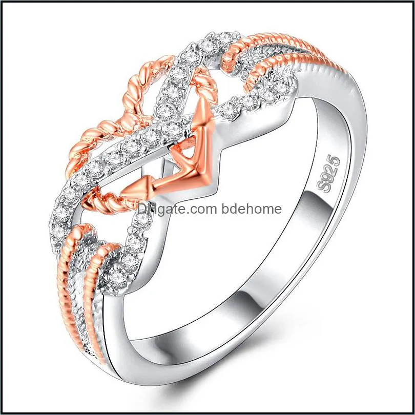 exquisite designer jewelry rings infinite love motif twotone anchor heart promise wedding engagement ring for women gifts fashion