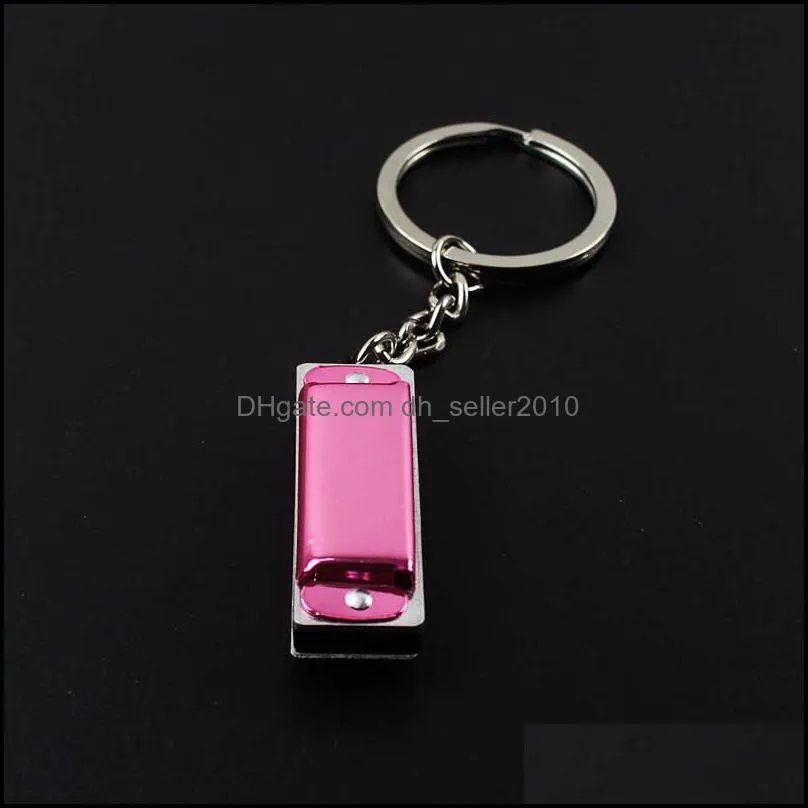 100pcs/Lot Metal 4 Holes Mini Harmonica Keychain Children Toy`s Keyring Kid`s Gifts Key Chain Bags Mobile Key Rings C3