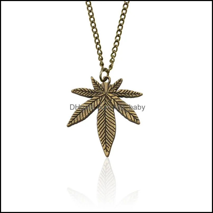 Fashion Maple Leaf Pendant Necklace for Women Men Gold Silver Black Color Boho Necklace Hip Hop Charm Alloy Chain Jewelry Wholesale