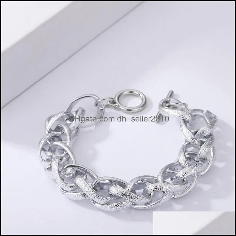 Multilayer hollow thick Matte Gold Silver Color Link Chain Bracelet for women Gifts Friends Jewelry Wholesale C3