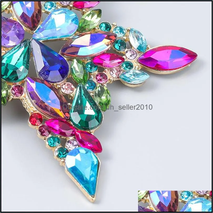 Brand Fashion 2021 Big Exaggerated Shiny Star Drop Earrings For Women Large Rhinestone Metal Statement Gift C3