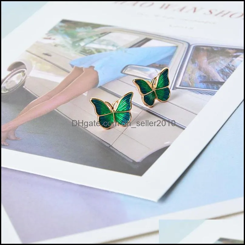 Charm Earrings 53665 Dark Green Butterfly Earrings C3