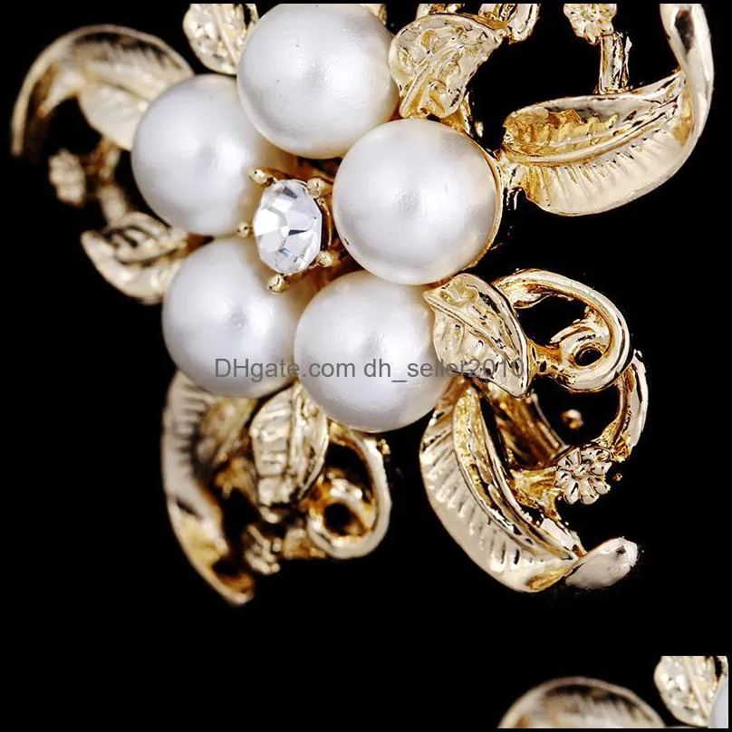 Pins Jewelry Drop Delivery Sier/ Golden Tone Clear Rhinestone Crystal Flower Girls Cor Fashion Pearl Brooch Wedding Bridal Bouquet Pin