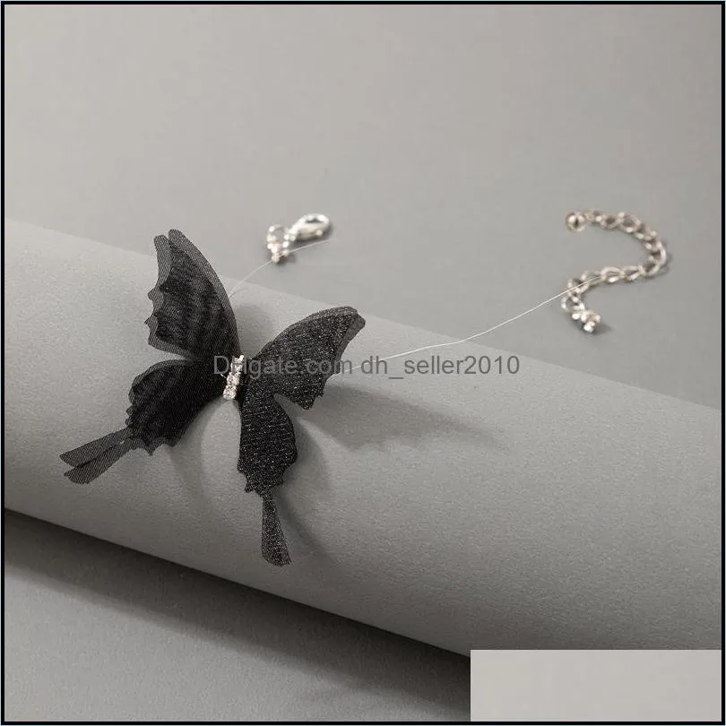 Chokers Sexy Black White Butterfly Pendants Necklaces For Women Summer Fashion White Transparent Club Party Jewelry