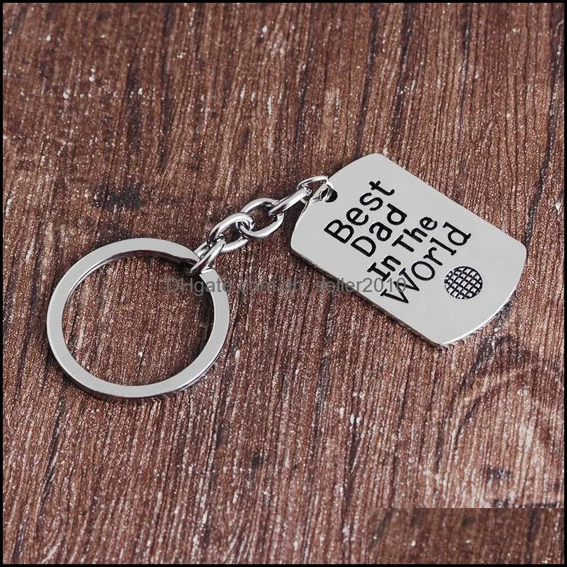 Fashion Lettering Key Rings For Men B est Dad In The World Silver Keychain Jewelry Father`s Day Gift C3