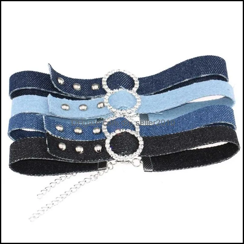 Harajuku denim necklace jewelry rhinestone accessories necklace necklace with chain mix order 20 pieces a lot