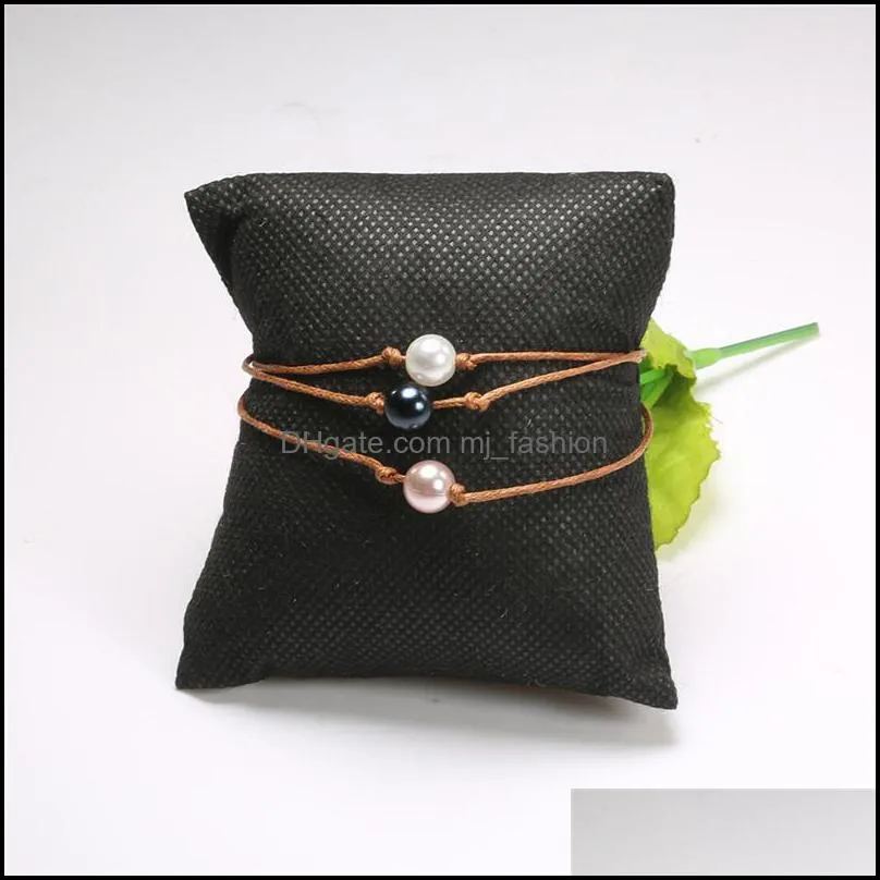 new bohemian handmade woven leather wax rope anklet for women black pink white multilayer pearl adjustable anklet bracelet