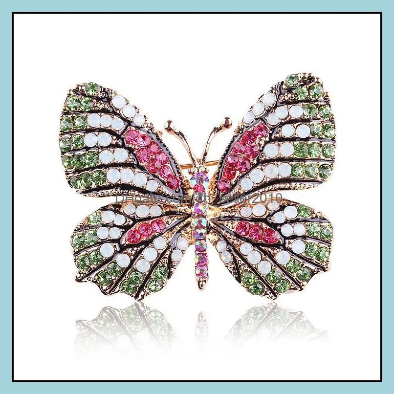 Large Crystal Rhinestones Butterfly Brooches For Women Spring Insect Brooch Pin Coat Fashion Banquet Wedding Brooch Gifts C3