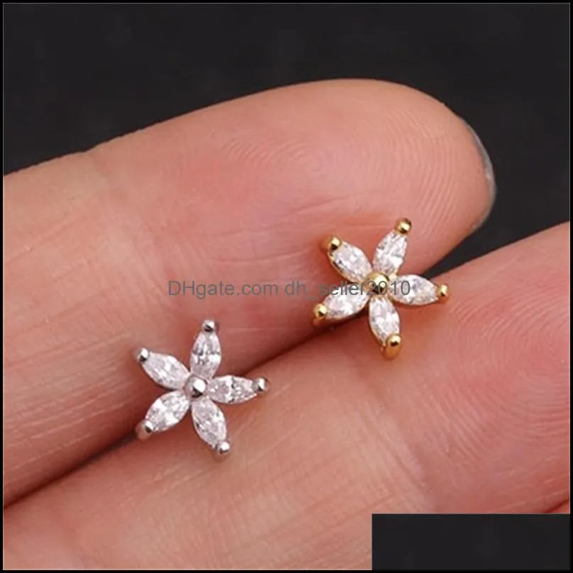 1PC Korean Fashion Cz Ear Studs Cartilage Earring for Women Stainless Steel Zircon Small Stud Earring Ear Piercing Jewelry Gifts 5578