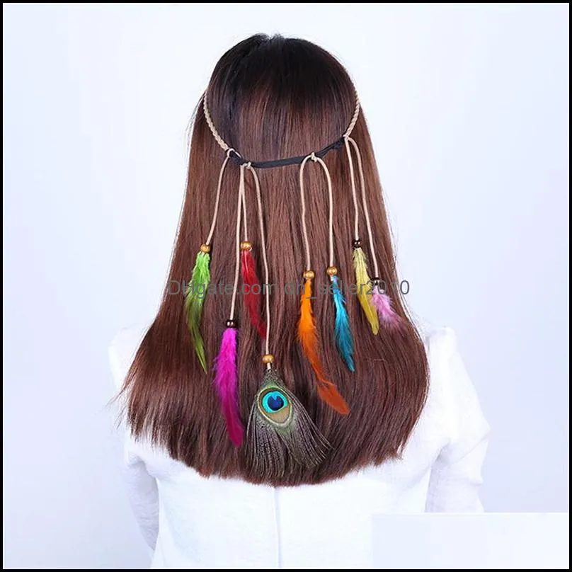Bohemian Wind Peacock Feather Headband Fashion Ethnic Style Katyusha Girl Student Fiara For Travel Anniversary 3 89zf T2