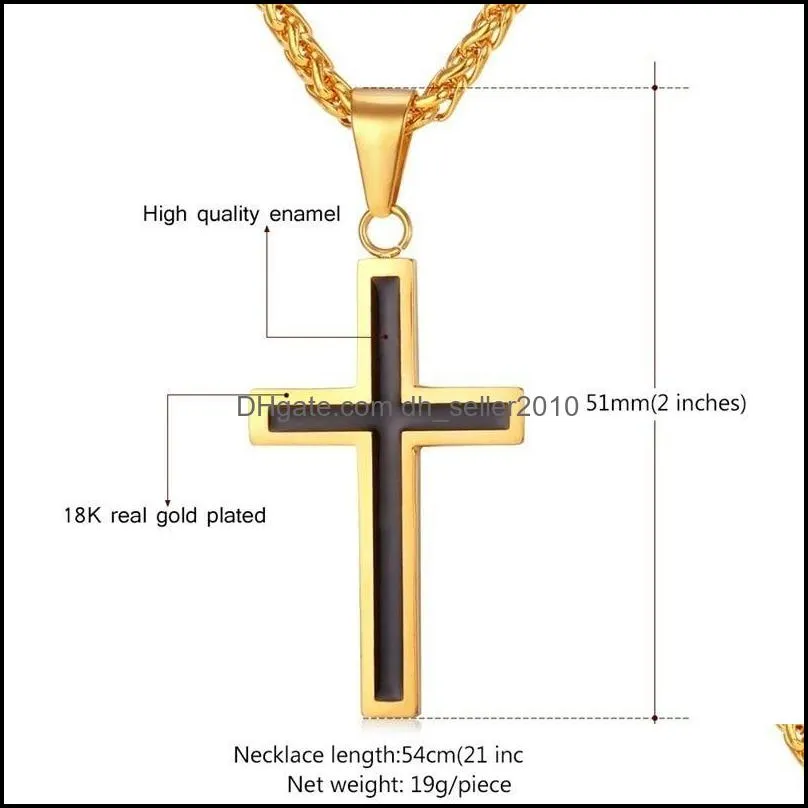 Necklaces Haojie Simple Classic Fashion Cross Men`s Necklace Gold Plated Women`s Personalized Pendant C3