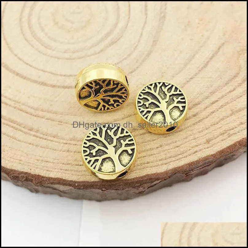 20PCS Tibetan Silver Plated Tree of Life Loose Metals Spacer Beads for Jewelry Making Bracelet DIY Accessories Craft 9mm C3