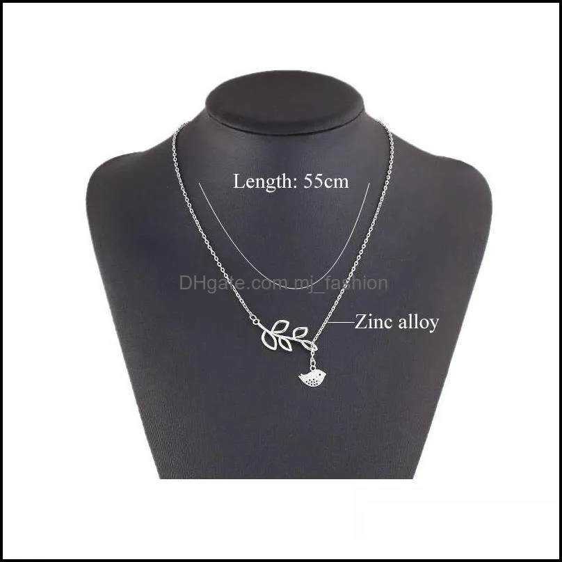 Simple Long Silver Chic Infinity Cross Bird Leaf Chain Pendant Fashion Necklaces For Women Jewelry Gift