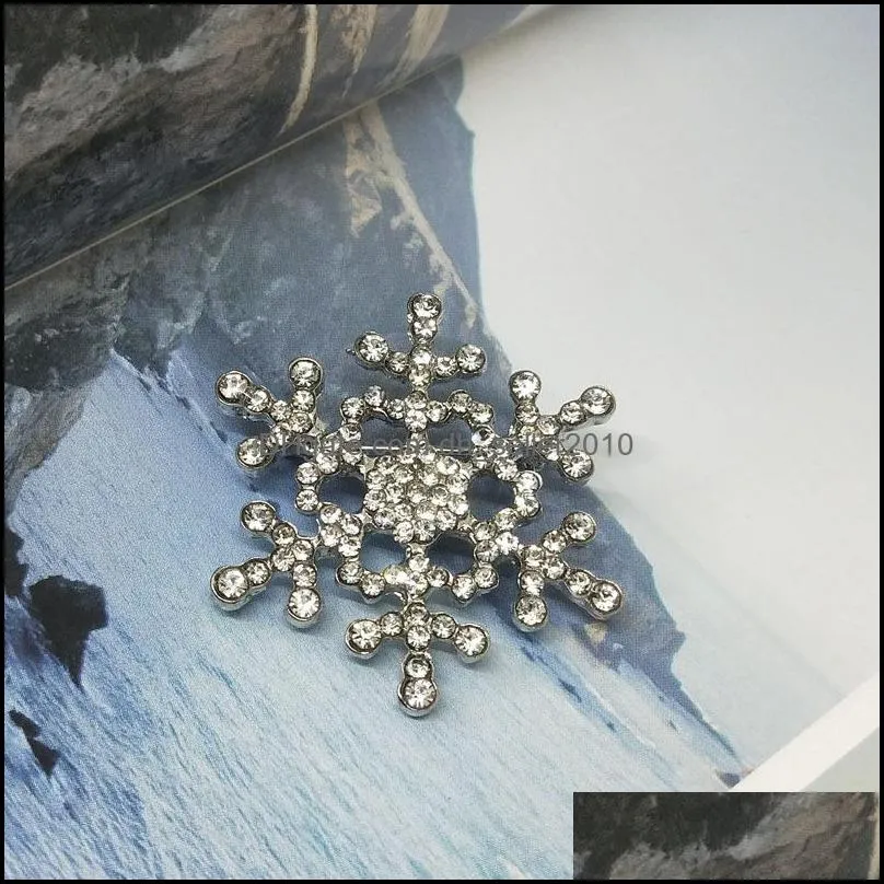 Women`s Winter Snowflake Clear Brooch Pin wholesale C3