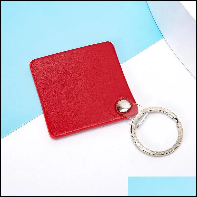 pu leather pendant keychains keyrings square rectangle key chains rings bag charms car keys holder cute trinkets fashion jewelry accessories for women men