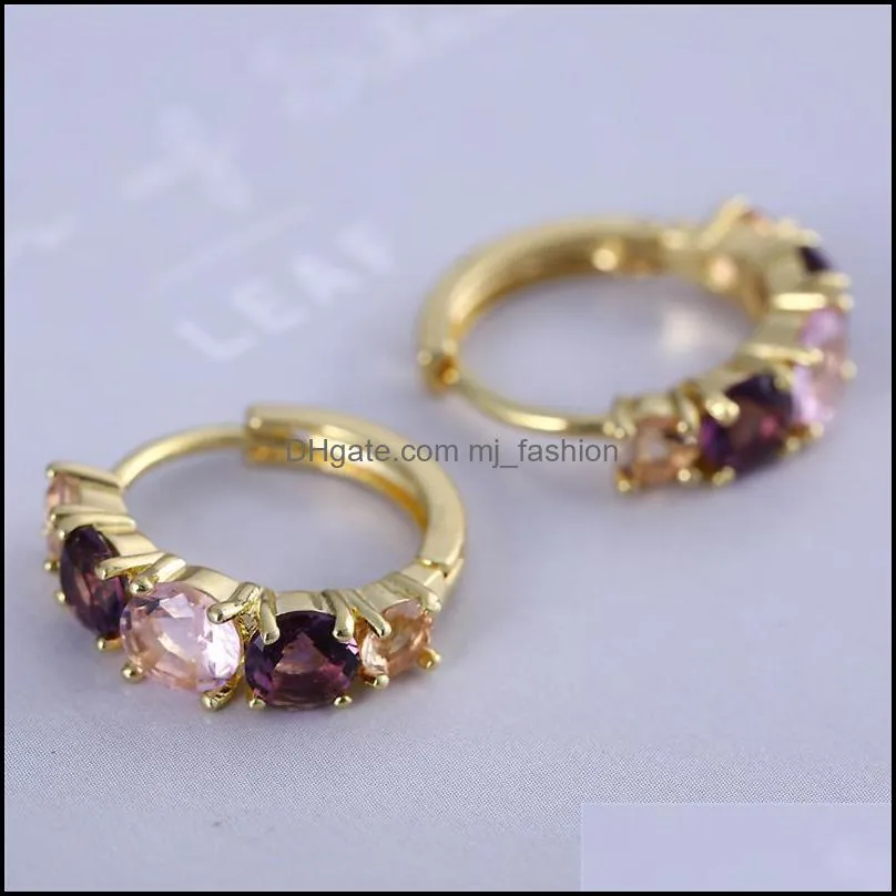 stainless steel cubic zirconia crystal hoop earrings for women girl korean style round cuff stud earrings jewelry fashion