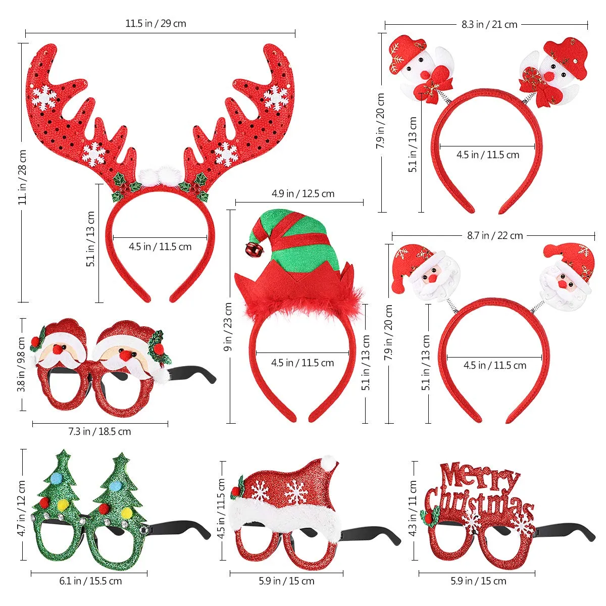 3ml christmas headbands sunglasses christmas novelty party decoration reindeer hair bands santa christmas hair accessories for kids adults assorted styles