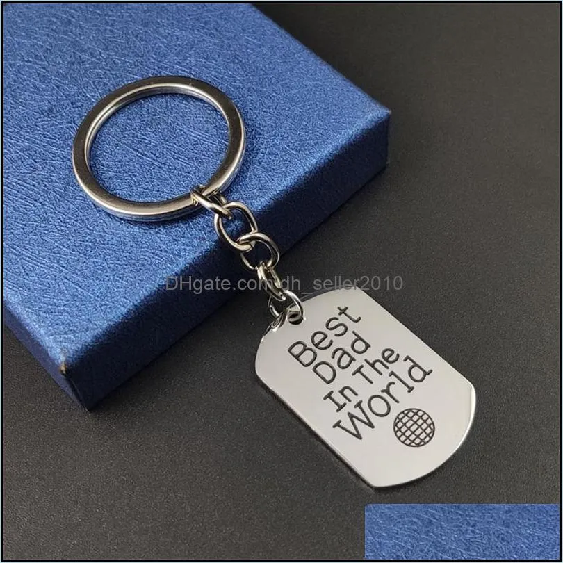 Fashion Lettering Key Rings For Men B est Dad In The World Silver Keychain Jewelry Father`s Day Gift C3