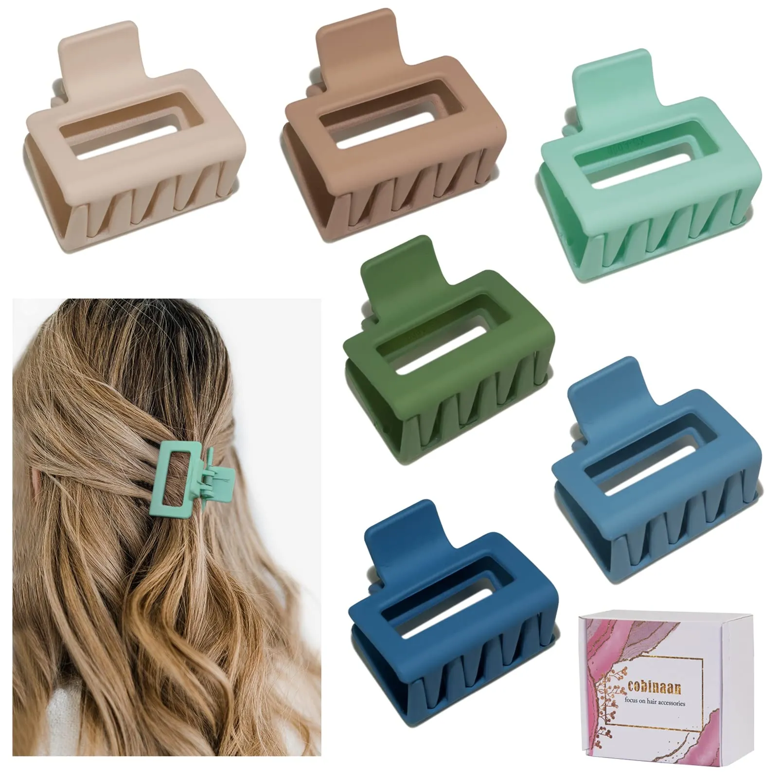 medium claw hair clips for women girls 2 matte rectangle small hair claw clips for thin/medium thick hair cute hair jaw clips nonslip clips warm color series