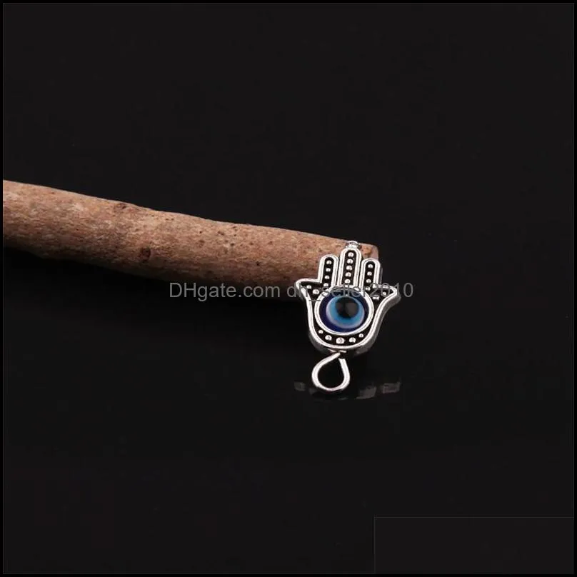 90pcs Hamsa Hand Blue eye bead Kabbalah Good Luck Charm Pendant Jewelry DIY Fit Bracelets Necklace Earrings 18.2x12.8mm 3color