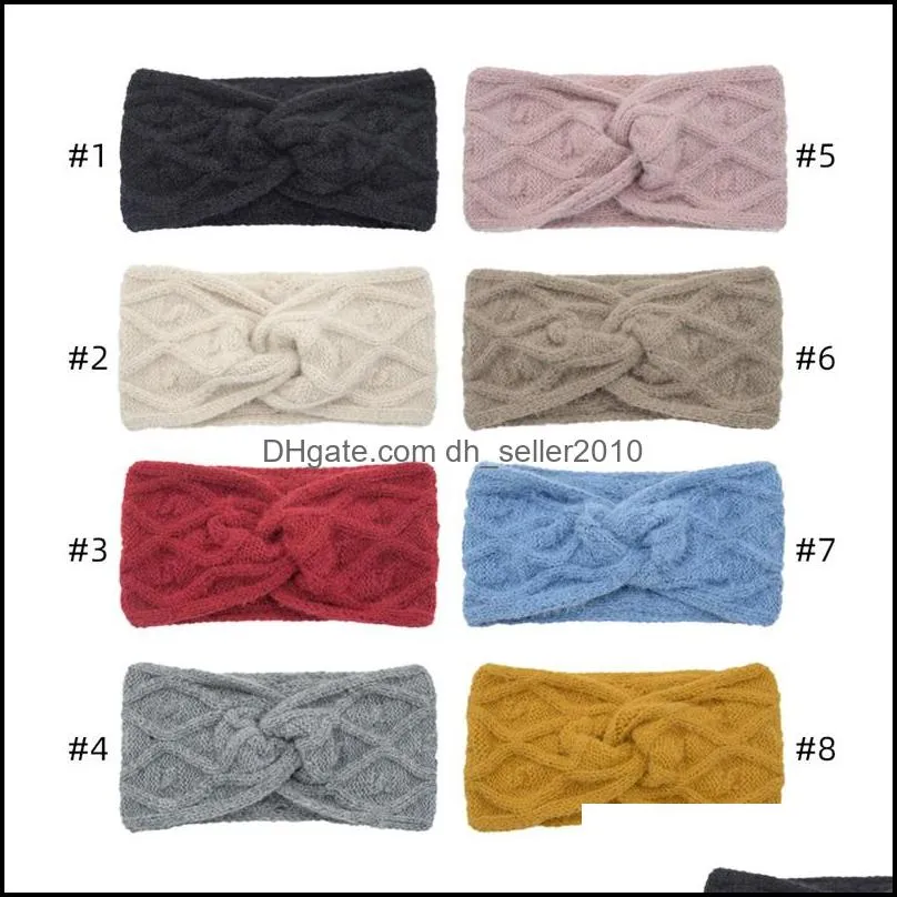 New Winter Warm Headbands KNitted Woolen Elastic Headband Solid Color Knitting Hairbands Hair Bands Girls Hair accessories C3
