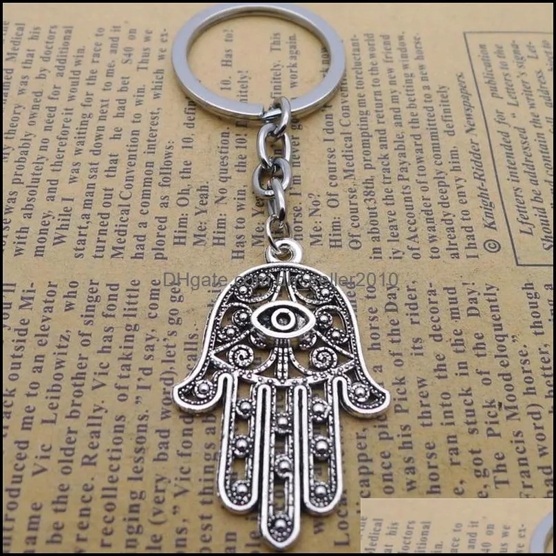 New Key chain 36*25mm eye hamsa palm protection Pendants DIY Men Car KeyChain Ring Holder Keyring Souvenir Jewelry Gift C3