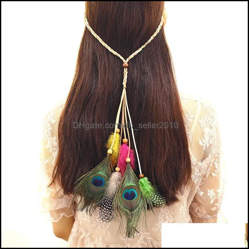 Bohemian Wind Peacock Feather Headband Fashion Ethnic Style Katyusha Girl Student Fiara For Travel Anniversary 3 89zf T2