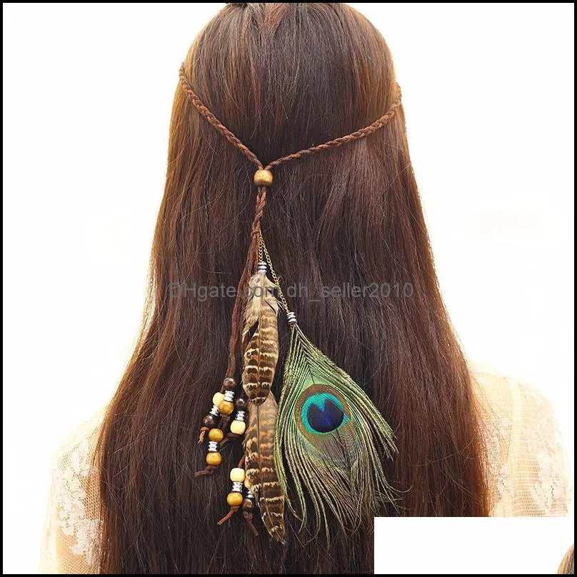 Bohemian Wind Peacock Feather Headband Fashion Ethnic Style Katyusha Girl Student Fiara For Travel Anniversary 3 89zf T2