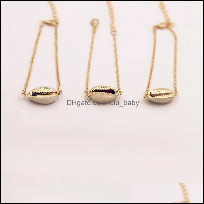 European Style Gold Color Genuine Cowrie Shell Adjustable Chain Bracelet Elegant Jewelry For Woman Accesoires Making