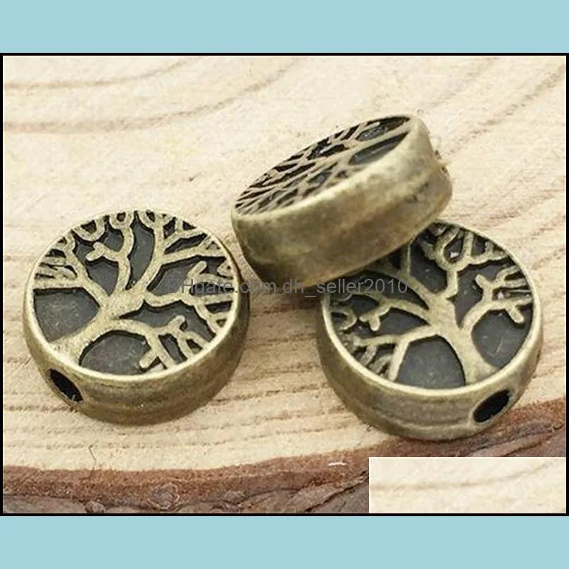 20PCS Tibetan Silver Plated Tree of Life Loose Metals Spacer Beads for Jewelry Making Bracelet DIY Accessories Craft 9mm C3