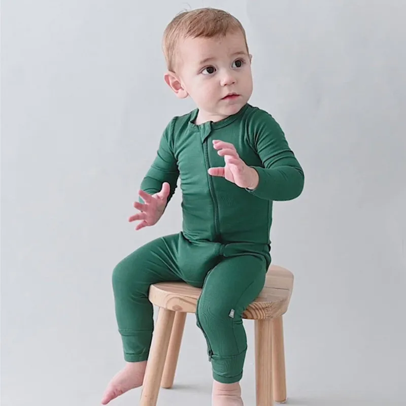Rompers Baby Romper Bamboo Fiber Boy Girl Clothes born Zipper Footies Jumpsuit Solid LongSleeve Clothing 024M 220916