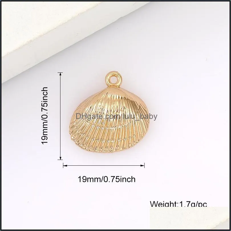 Fashion Shell Pendant For Necklace Bracelet Earring Gold Plating Alloy Charm Diy Jewelry Making Accessory