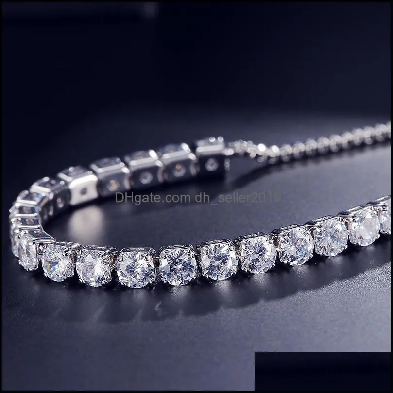Fashion Round Cubic Zirconia Tennis Adjustable Chain Bracelet Bangle For Women White Gold Color Crystal Bracelets Wedding Jewelry Gift 20211231