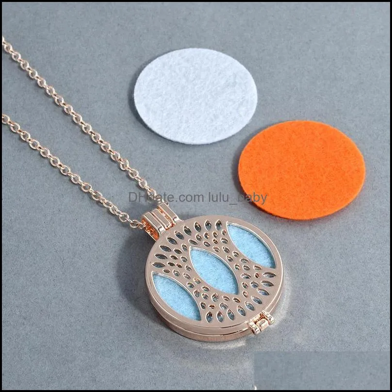 Fashion Aroma Diffuser Open Necklace for Women Vintage Pendant Perfume Essential Oil Crystal Dreamcatcher Charm Necklace with 3pcs Pad