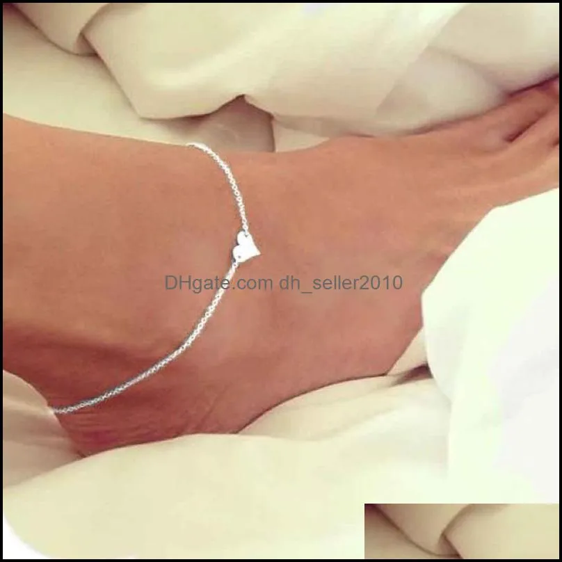 Girl Fashion Simple Heart Ankle Bracelet Chain Beach Foot Sandal Jewelry C00021 SMAD 183 R2