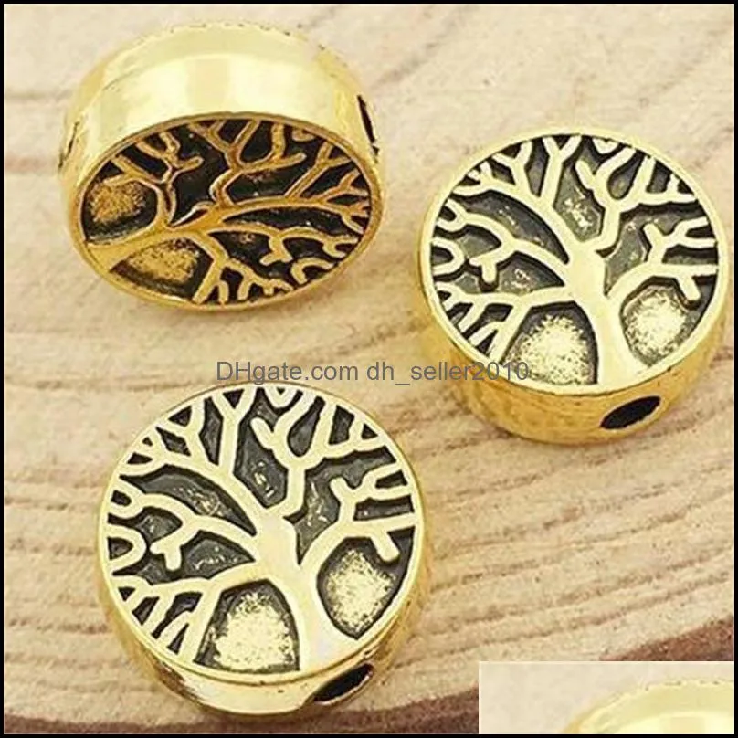 20PCS Tibetan Silver Plated Tree of Life Loose Metals Spacer Beads for Jewelry Making Bracelet DIY Accessories Craft 9mm C3